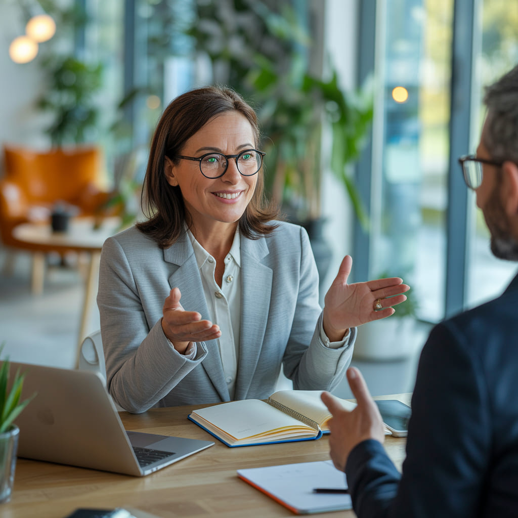 entrepreneur présentant son offre à l’oral avec posture relationnelle confiante - Rain Coaching